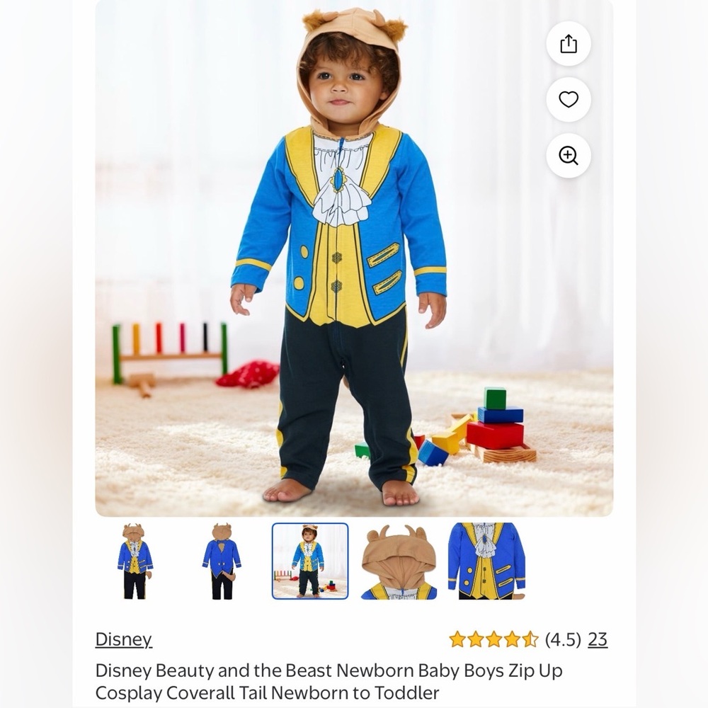 Disney Beauty and the Beast Newborn Baby Boys Zip Up 0-3 months